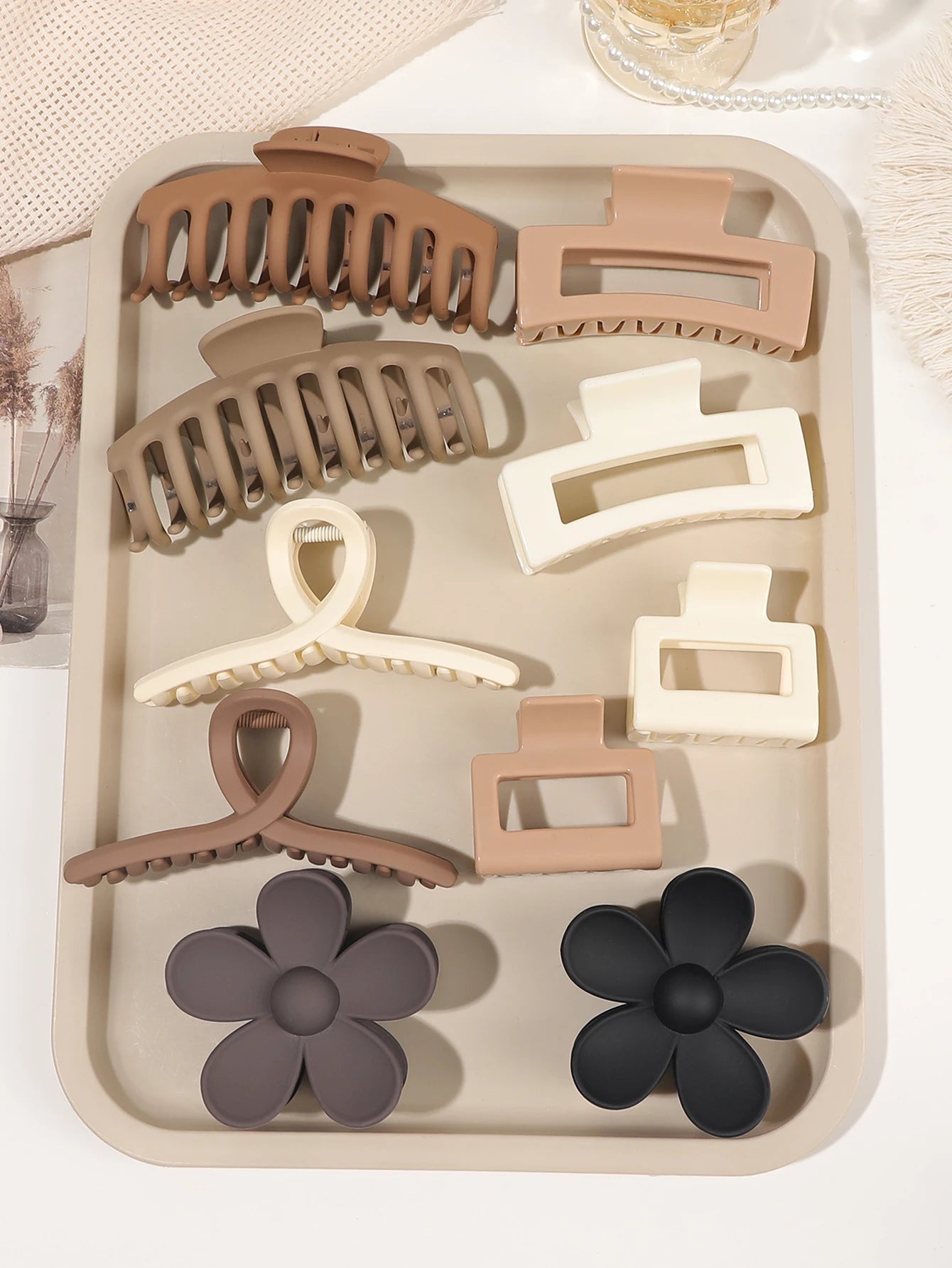 Neutral Color Large Matte Hair Claw Clips Strong Hold - Smarsty