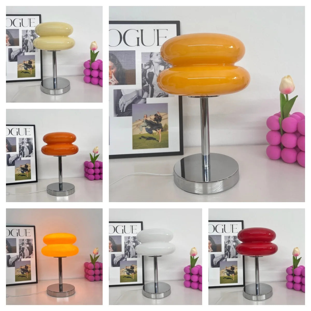 Trichromatic Dimming Macaron Glass Table Lamp for Cozy Bedrooms - Smarsty