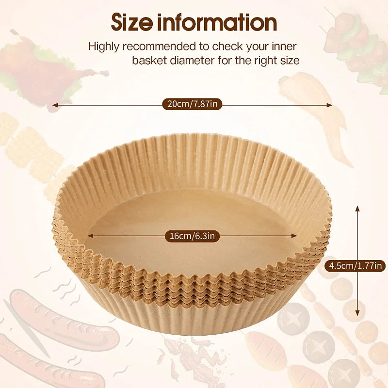 Air Fryer Paper Liners Disposable Oil-Proof Waterproof Baking Paper Round Square And Rectangle Parchment Kitchen Party Supplies - Smarsty