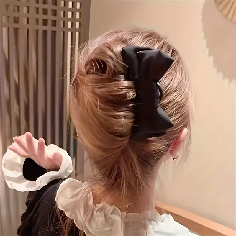 Elegant Black Bow U-Shaped Hair Clip for Women - Smarsty
