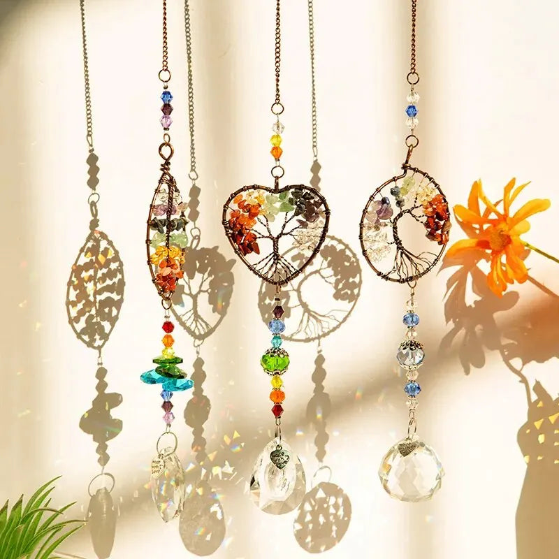 Colorful Tree Of Life Crystal Glass Pendant For Gardens - Smarsty