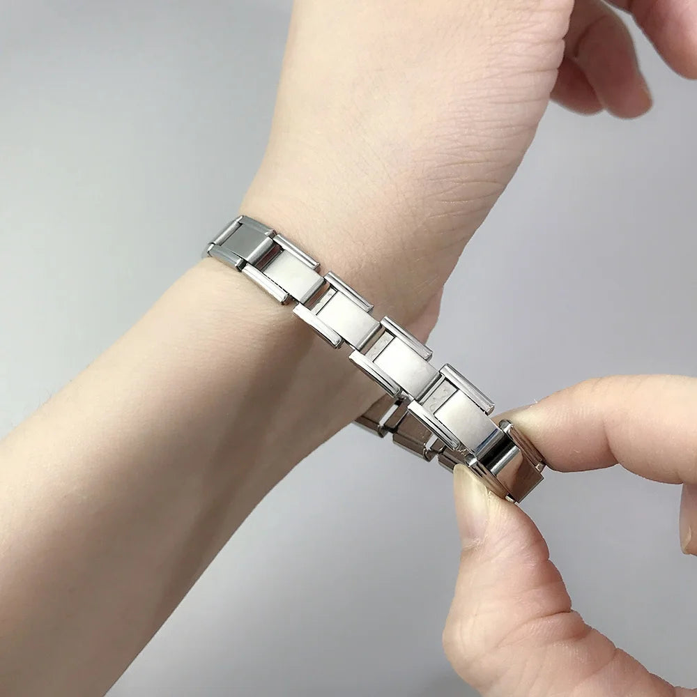 Gemosa Italian Stainless Steel Charm Bracelet Elastic Link Chain - Smarsty