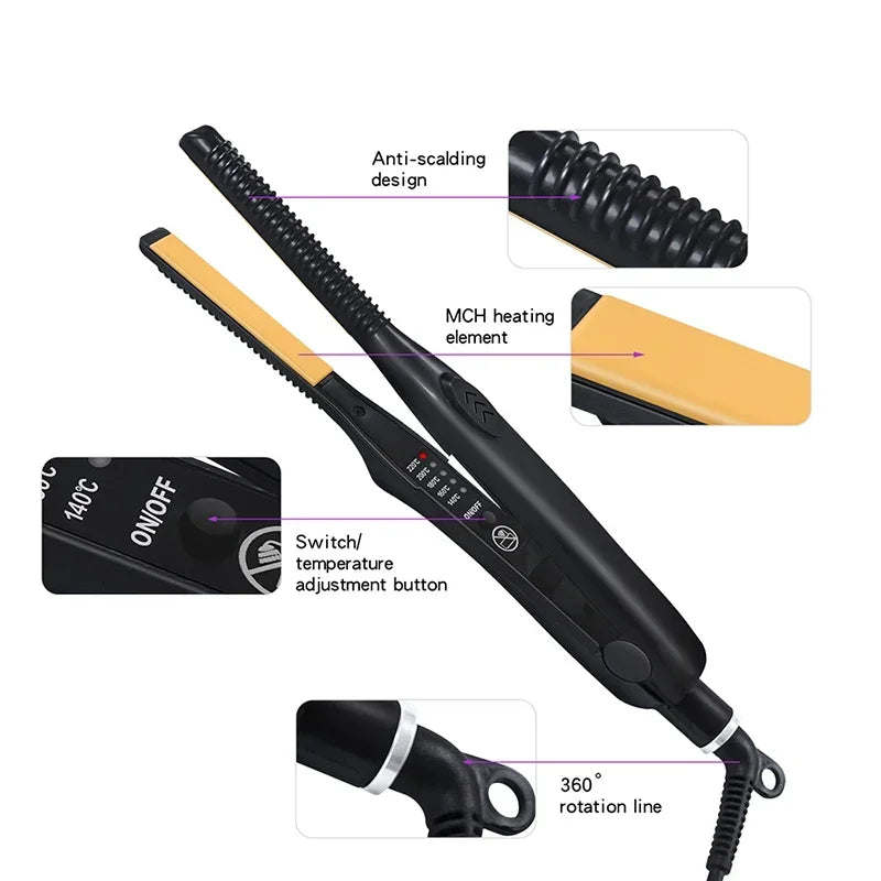 2-in-1 Mini Hair Straightener and Curling Iron for All Hair Types - Smarsty