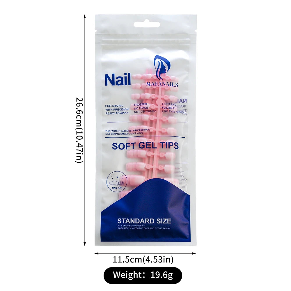 120 Pieces Pink Square Toe Nail Tips Full Cover Extensions - Smarsty