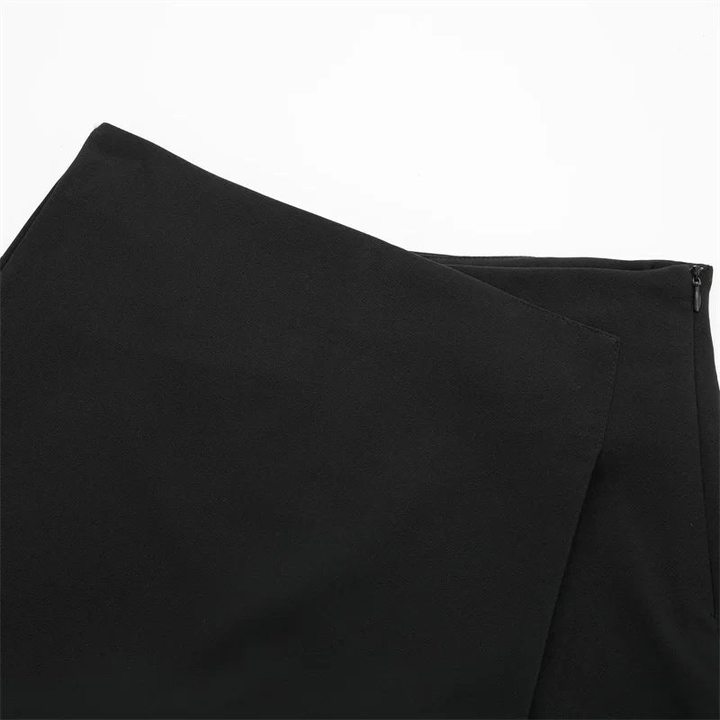 MUJER 2025 Asymmetric Skort For Women Black High Waist Mini Skirt Shorts Women Casual Bermuda Shorts Woman Summer Skirt Shorts - Smarsty