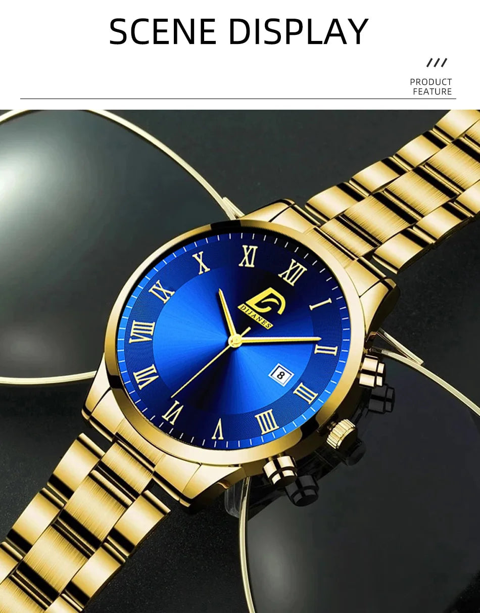 Luxury Minimalist Gold Quartz Watch for Men - Smarsty