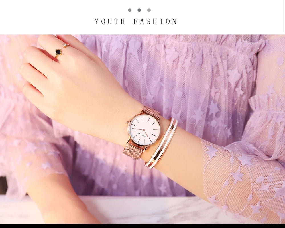 Rose Gold Women's Bracelet Watch with Japan Quartz Movement - Smarsty
