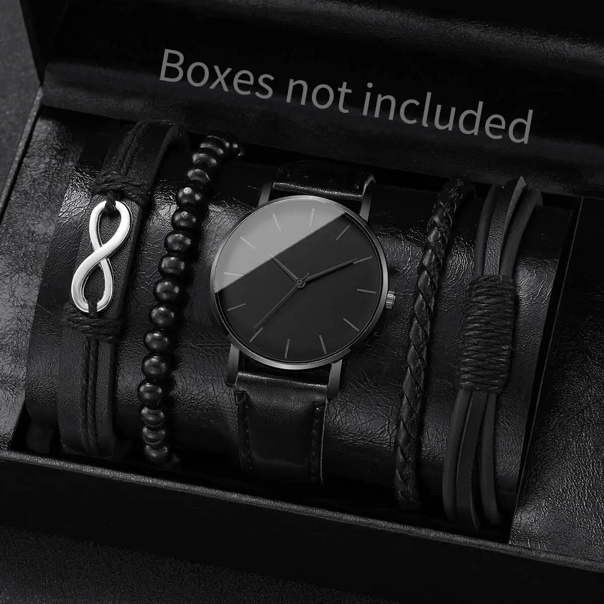 Fashion Leather Strap Men Quartz Watch Set - Smarsty