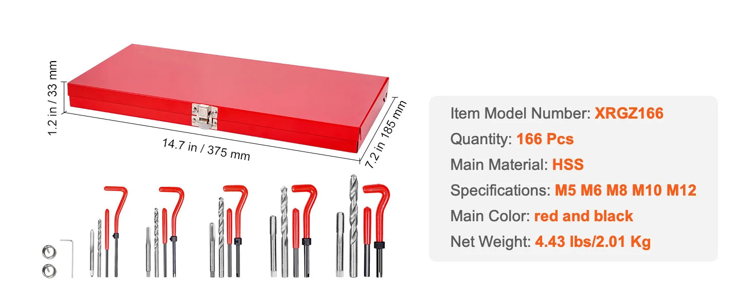SucceBuy Helicoil Thread Repair Kit SAE Metric Rethreading Tool Kit HSS Drill Bits Thread Inserts Breakoff Installation Tools