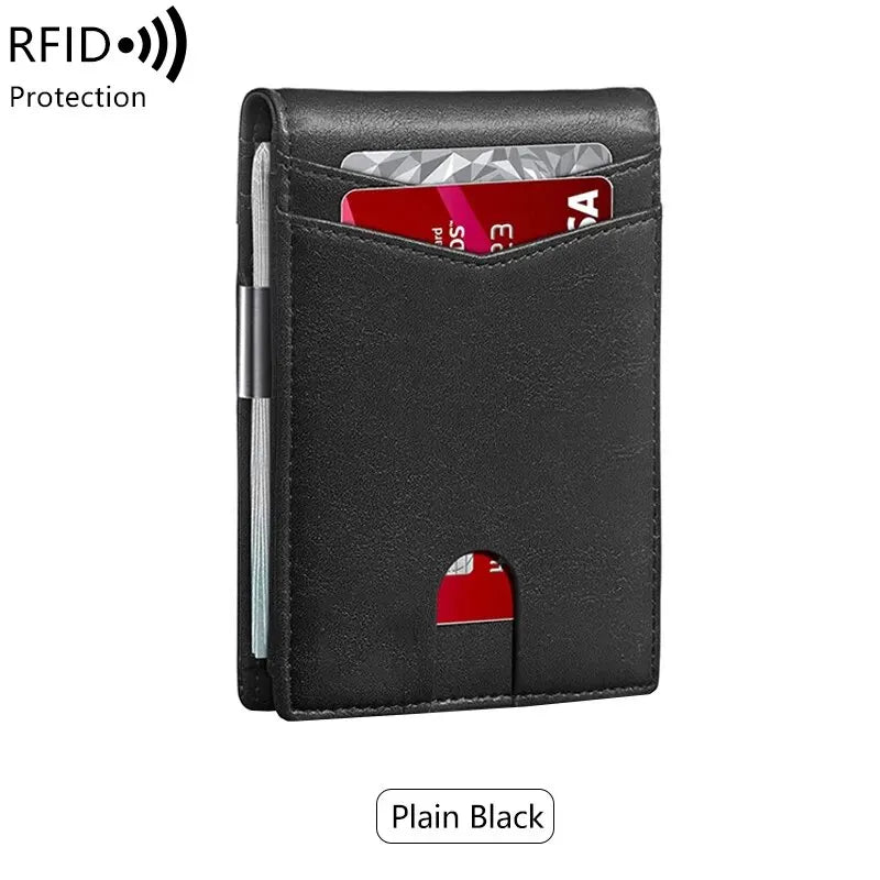 ANTI RFID Blocking Black Carbon Fiber Men Wallets Short Small Protected Magic Leather ID Credit Card Holder Case Purse for Men