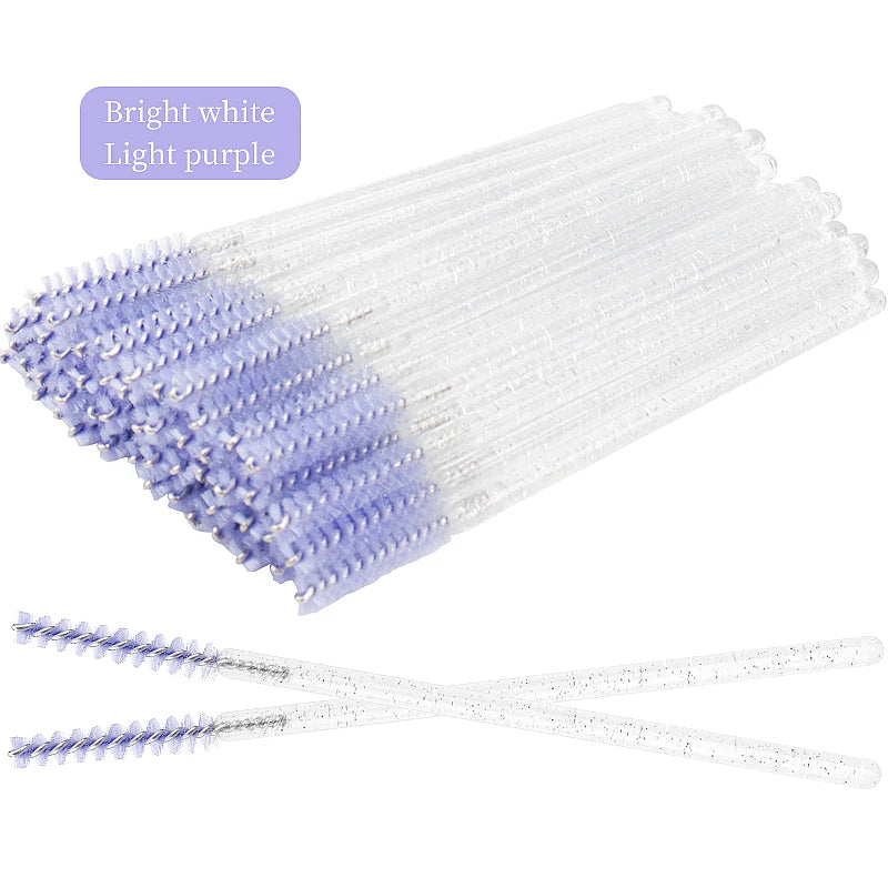 50 Pcs Disposable Eyelash Brushes with Diamond Handles - Smarsty