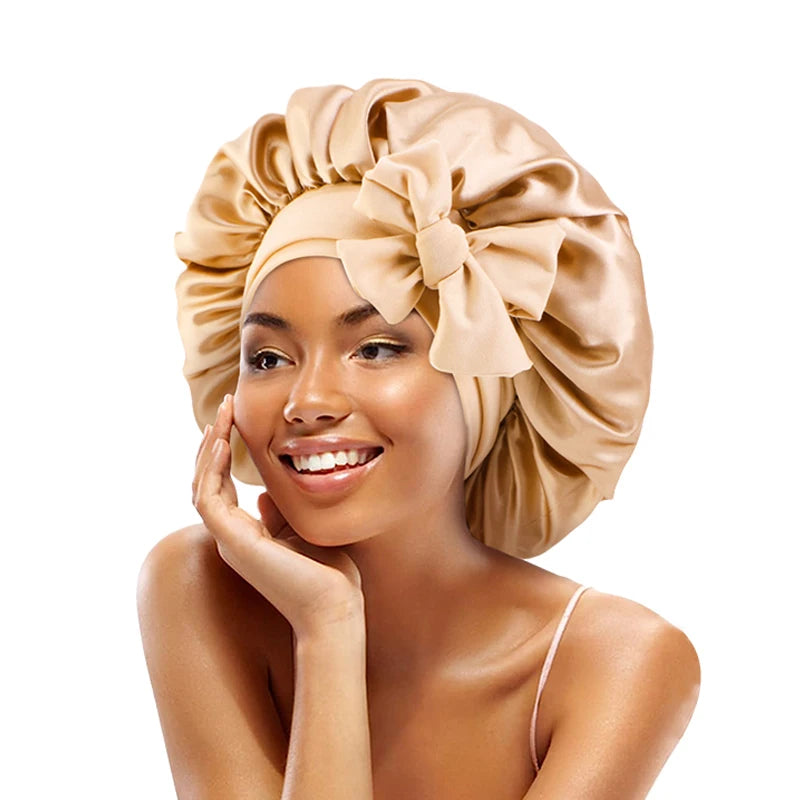 Adjustable Satin Sleeping Hat Elastic Tie For Hair Care - Smarsty