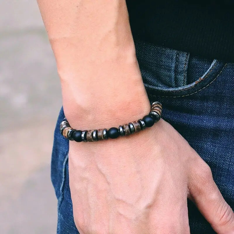 Natural Stone Beaded Bracelet for Men with Unique Design - Smarsty