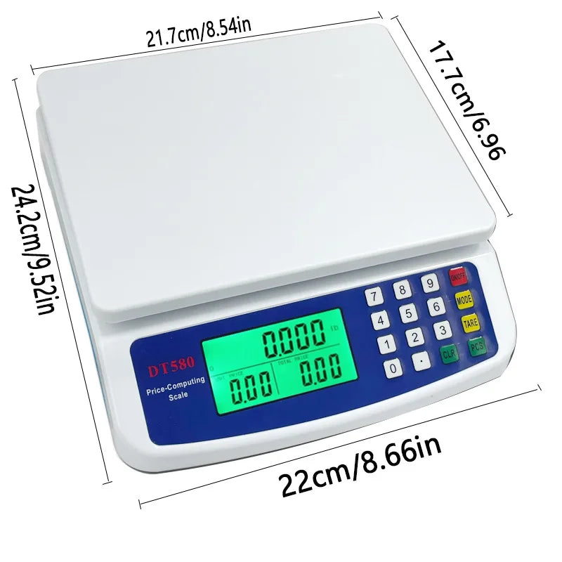 Electronic Scale 30KG /1G High-Precision LCD Digital Scale Kitchen Weighing Platform Scale Rechargeable /Battery Food Scales by Smarsty