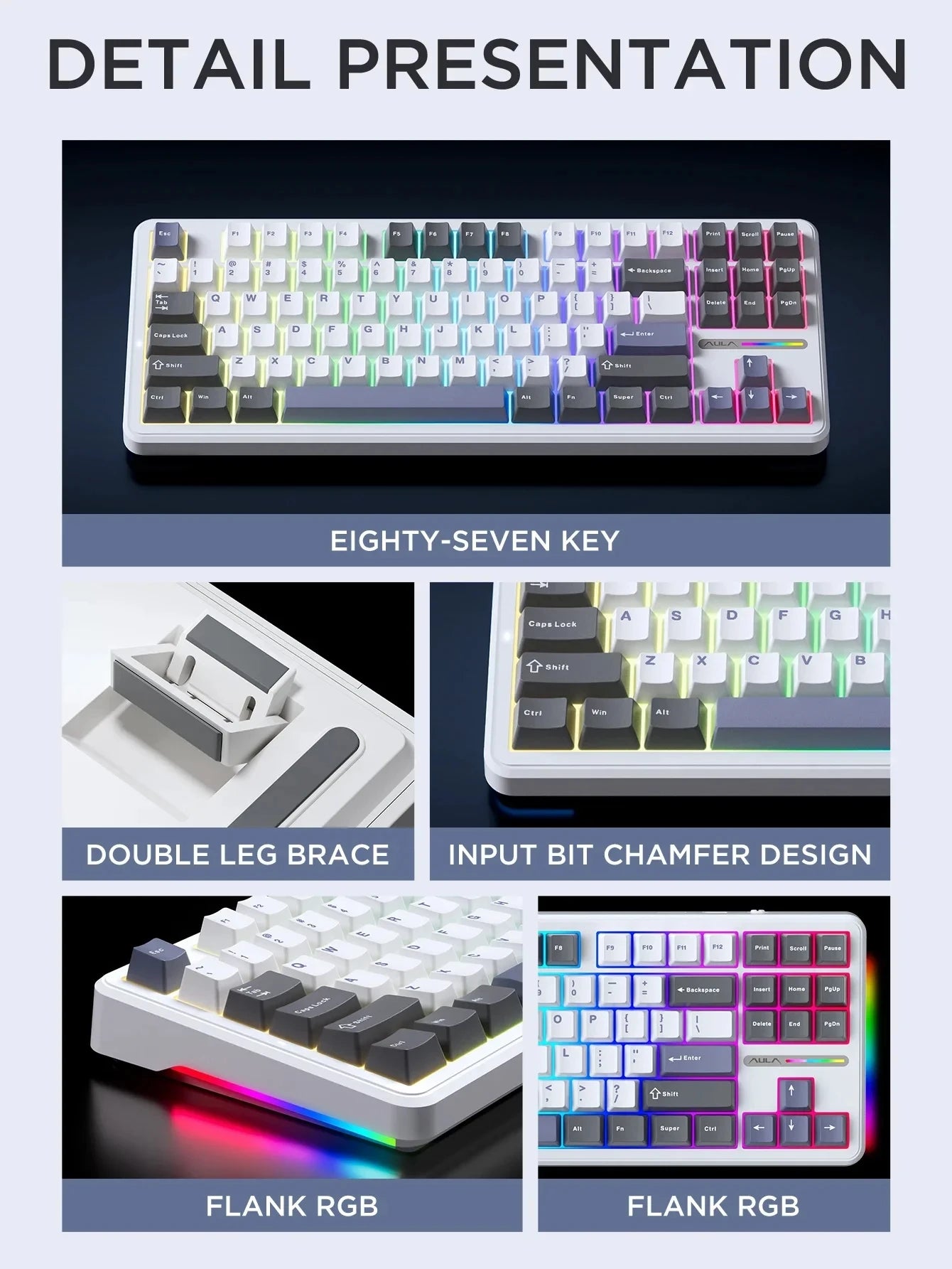 87 Key Mechanical Keyboard Tri Mode Wireless RGB Gasket