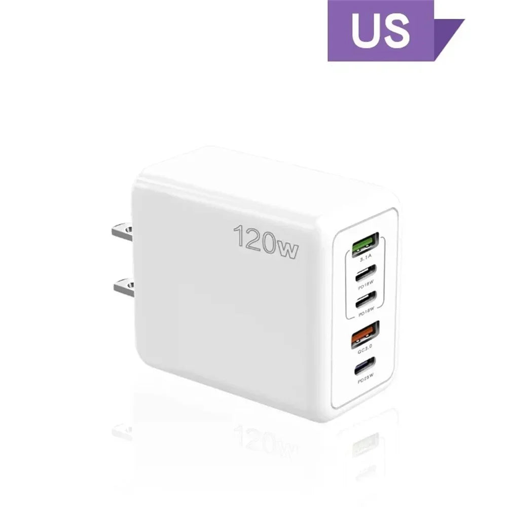 120W 5 Port USB PD Charger Fast Charging Wall Adapter - Smarsty