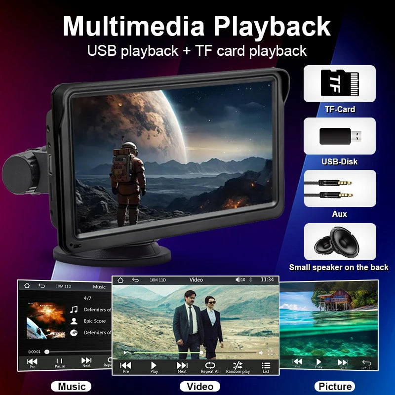 7 Inch CarPlay Android Auto Multimedia Receiver With Touch - Smarsty