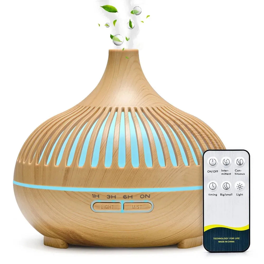 Wood Grain Aromatherapy Essential Oil Diffuser with Remote Control - Smarsty