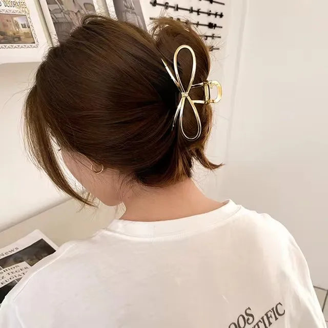 Elegant Geometric Hair Claw Clips Gold Silver Finish - Smarsty