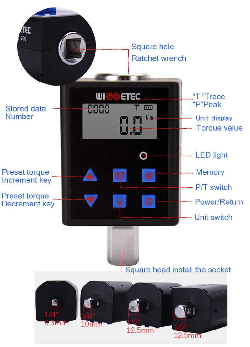 Digital Torque Meter Adjustable Professional Electronic Wrench - Smarsty