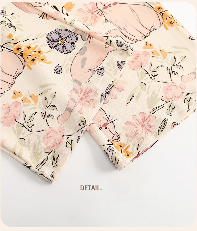 Pigma For Women Cotton Pajama Sleepwear Big Size Pajamas Nightwear Summer Women's Short Sleeved Long Pants Cardigan Pajama Set - Smarsty