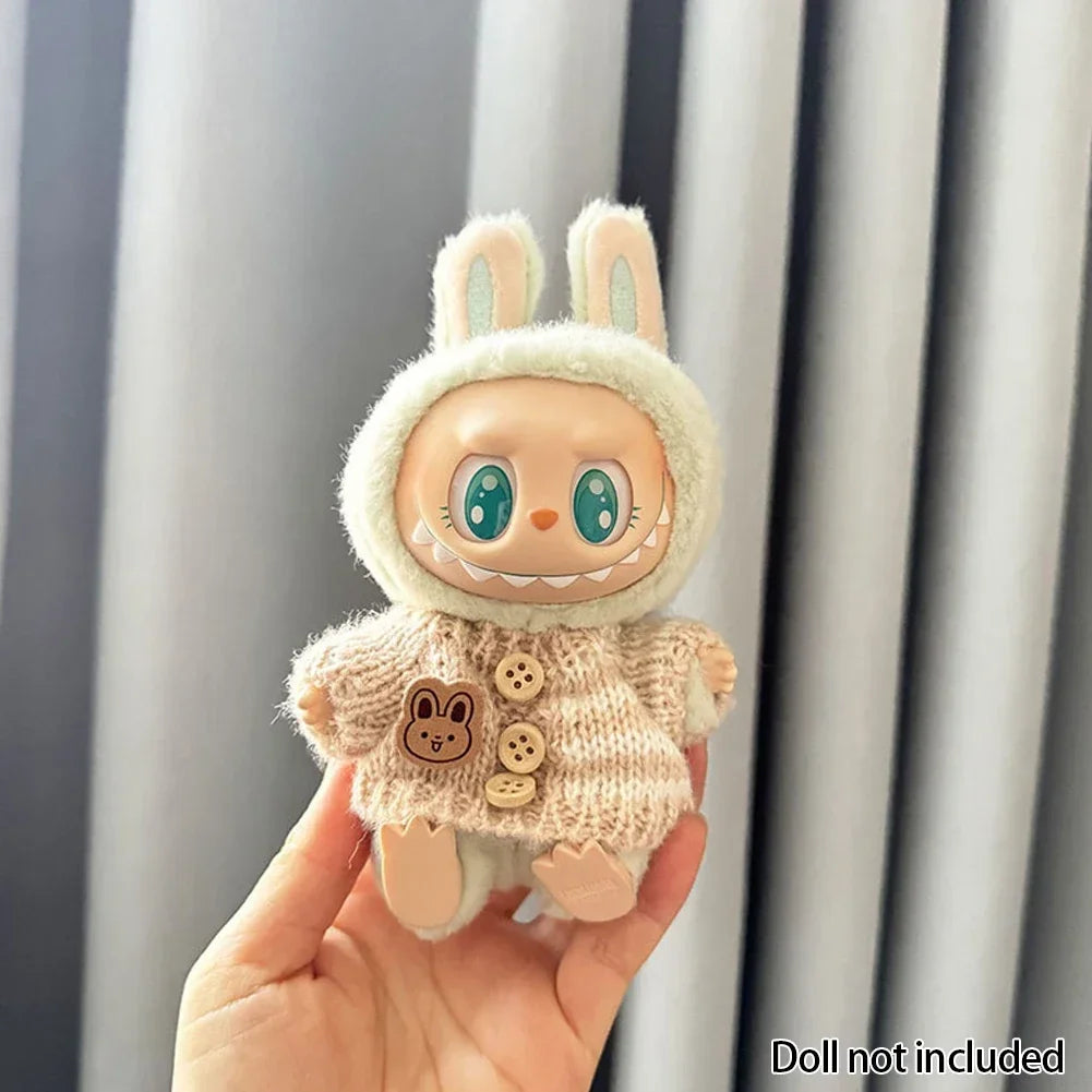 For 15-17 cm v1v2 Labubu Clothes outfit Labubu Sitting Party Bear Label Scarf Hat Bag Dolls Accessories Cute Decoration by Smarsty