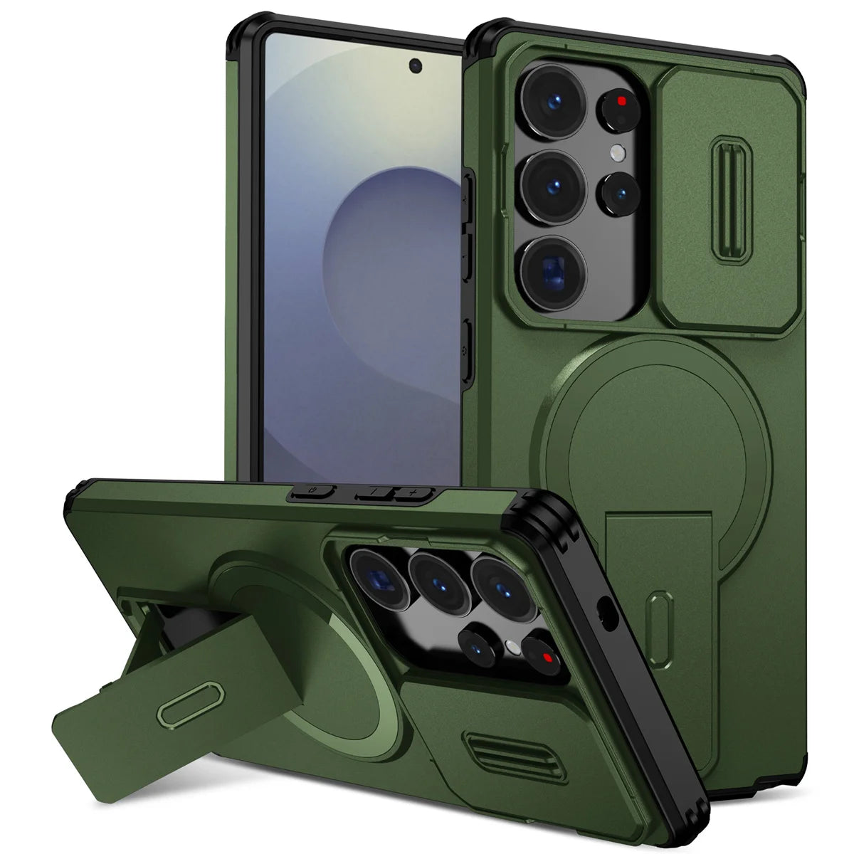 Lens Protect Camera Phone Case for Samsung S25 FE S24 S23 Ultra S22 Plus A17 A36 A56 A16 A15 A35 A55 Magnetic Kickstand Cover