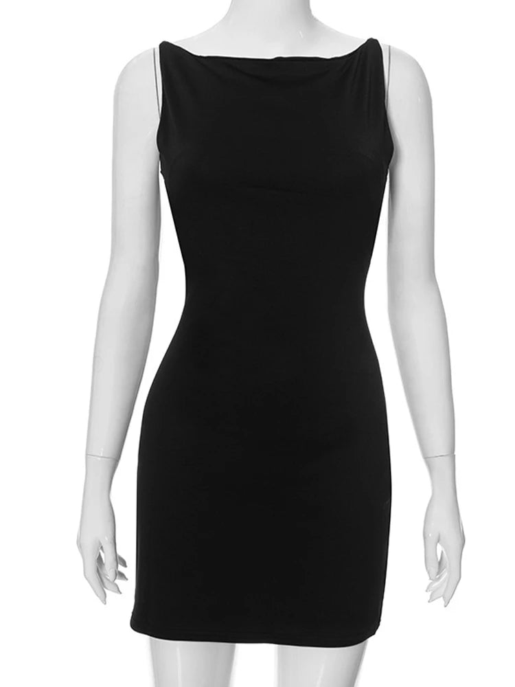 Summer Casual Fashion Mini Sleeveless Wrap Y2K Basic Vest Dress Oufits Sexy Elegant Women Club Party Evening Dress 2024