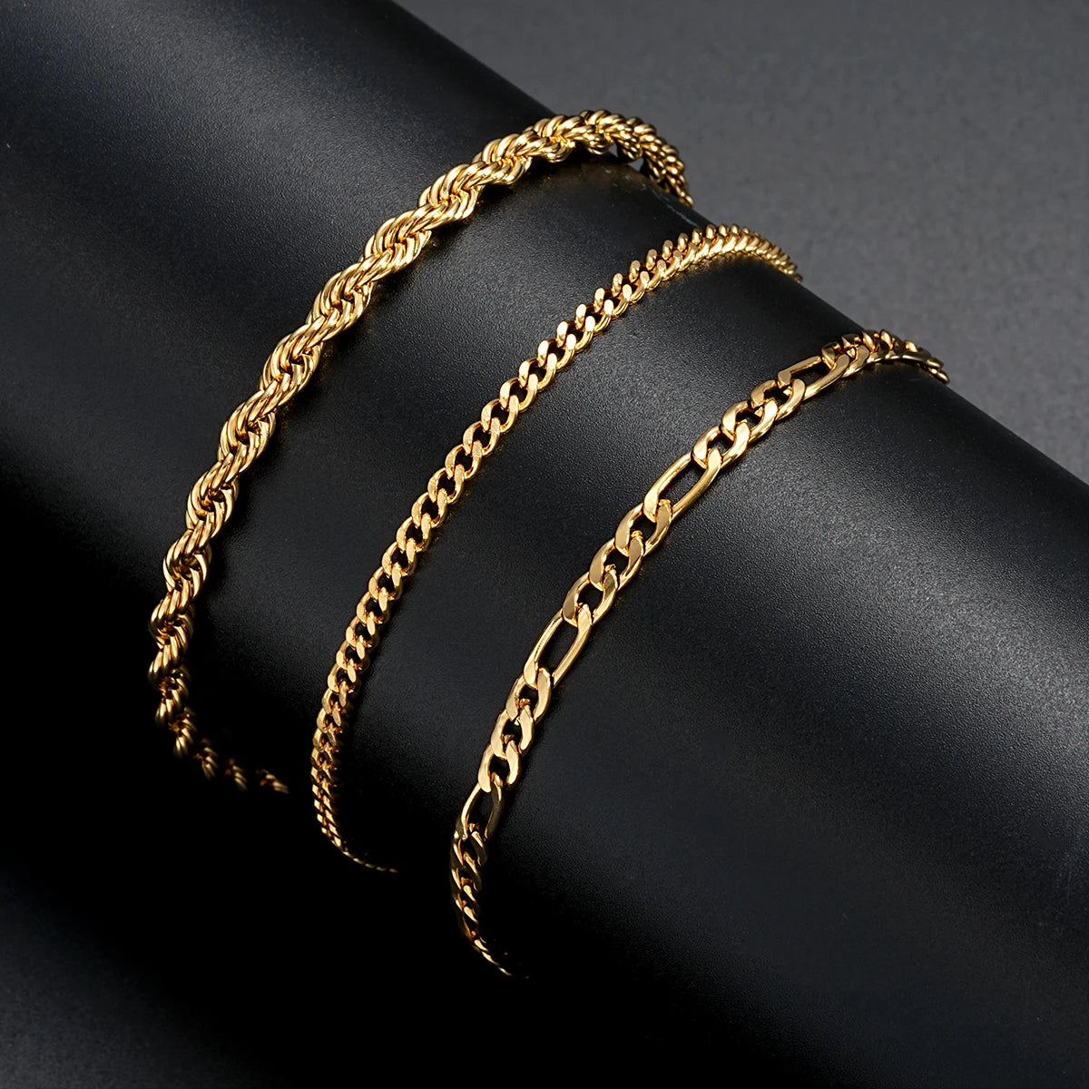 Stainless Steel Cuban Chain Bracelet Set for Men - Smarsty