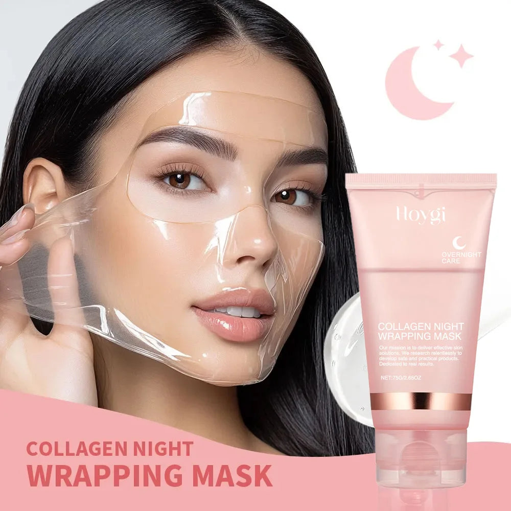 Collagen Overnight Wrapping Peel Off Facial Mask Set Korean Collagen Night Wrapping Mask Deeply Hydrates Night Care Mask Cream - Smarsty