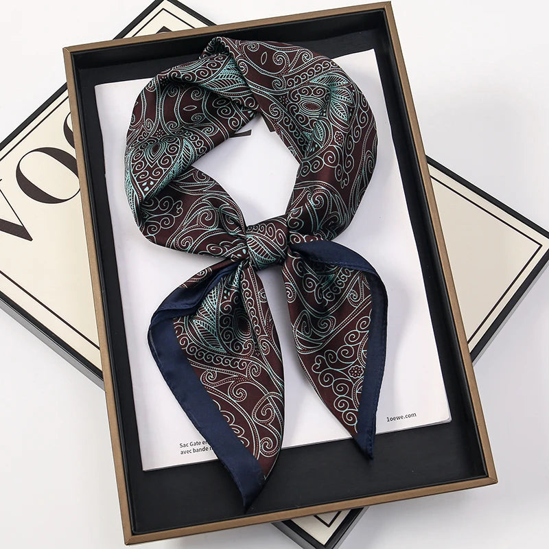 Bohemian Silk Square Scarf for Women Luxury Floral Print - Smarsty
