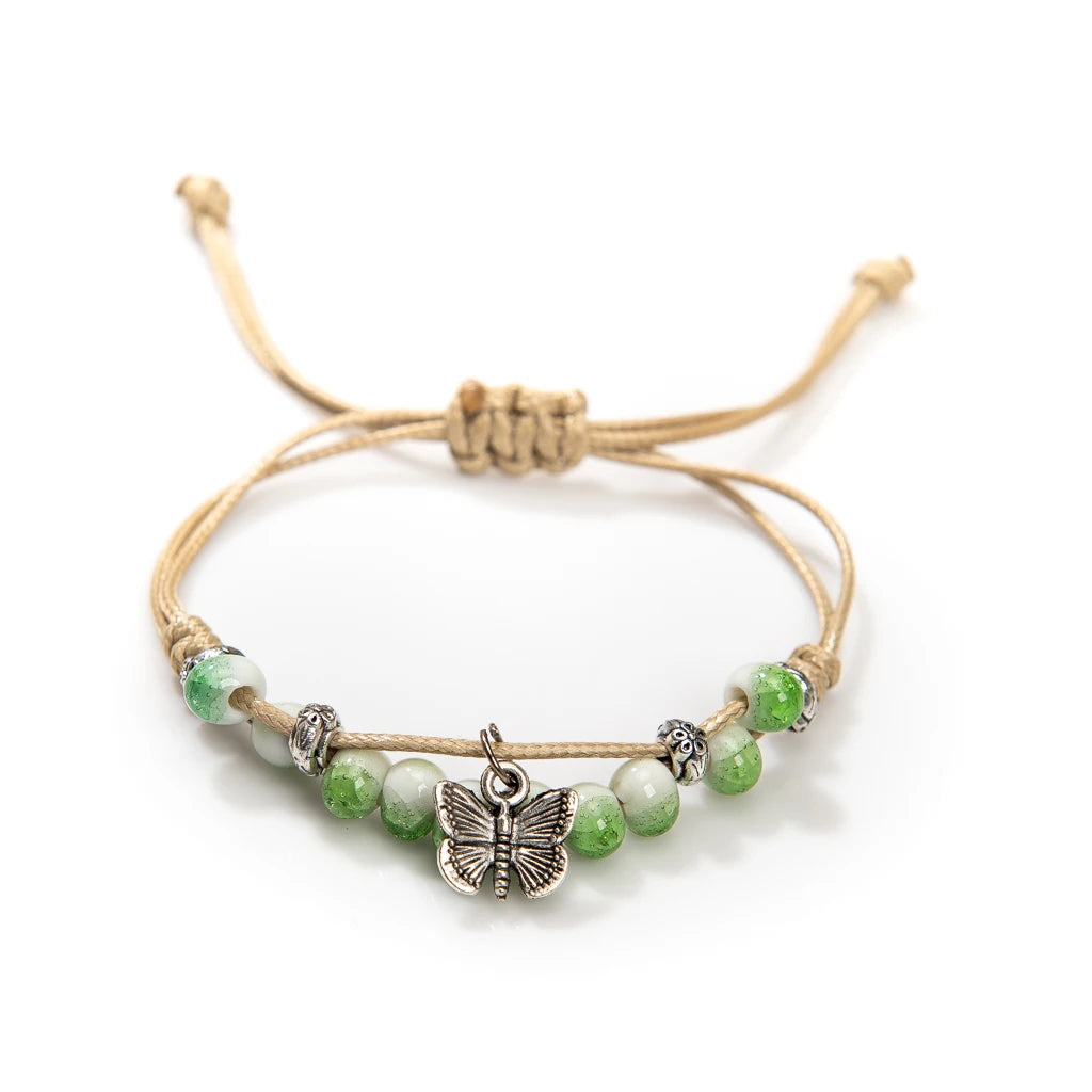 Handmade Vintage Ceramic Butterfly Adjustable Bracelet - Smarsty