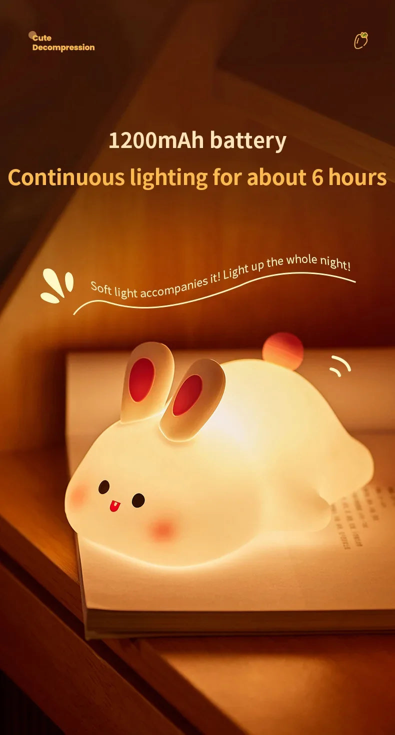 Cute Silicone Rabbit LED Night Light for Kids - Smarsty
