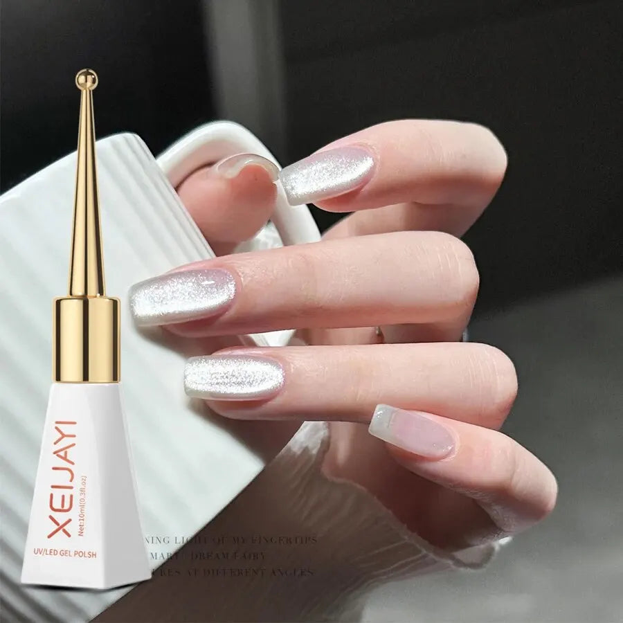 Holographic Cat Eye Gel Nail Polish With Galactic Effect - Smarsty
