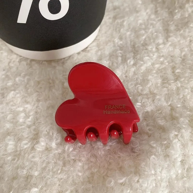 Small Heart Shaped Acetate Hair Clips Secure Hold Everyday - Smarsty