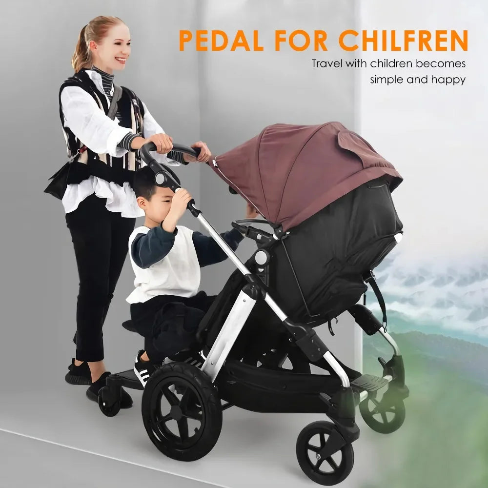 Universal Strollers Step Board Adapter with Seat Second Child Jogger Twins Scooter Baby Pram Hitchhiker Bumper by Smarsty