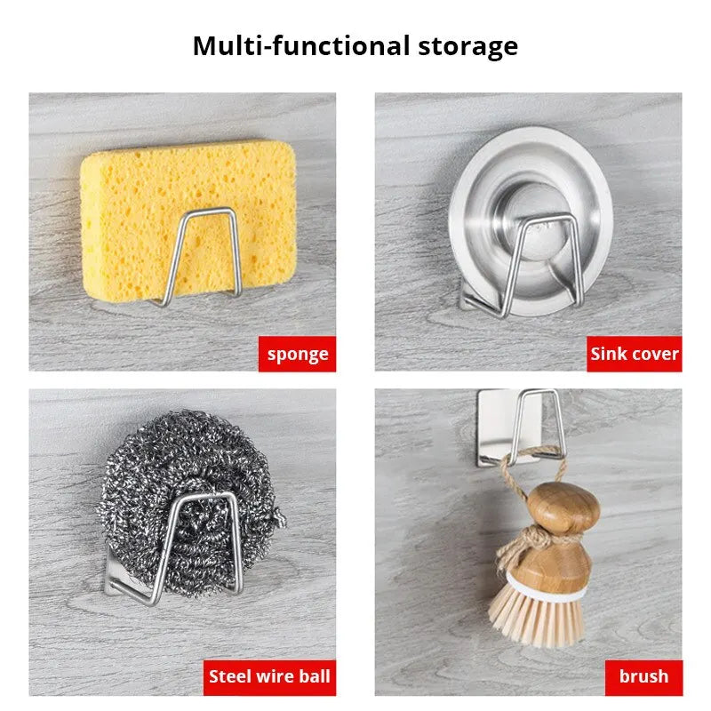 1pc Stainless Steel Sink Sponge Rack For Sponge Steel Wire Ball Draining Paste The Inner Wall Of The Sink Kitchen Supplies - Smarsty