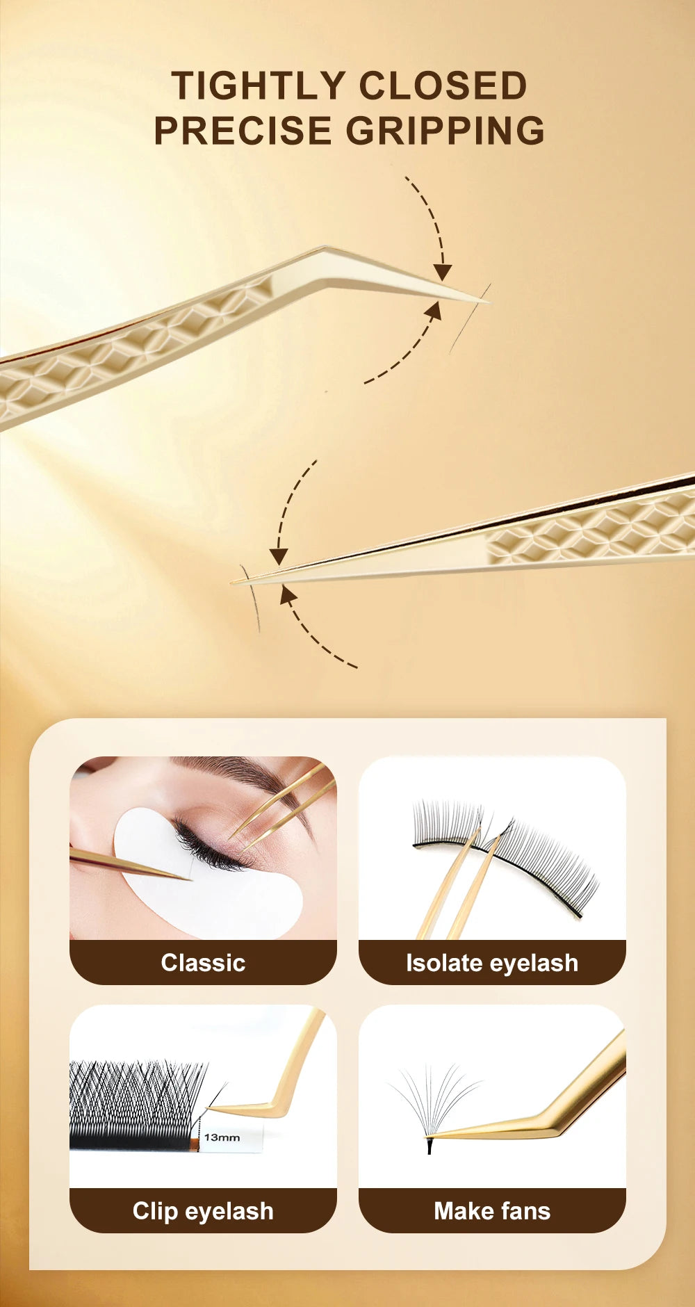Precision Fiber Tip Eyelash Extension Tweezers with Diamond Grip - Smarsty