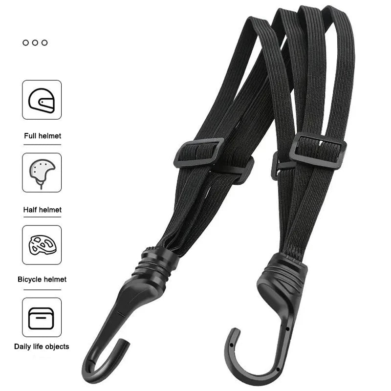 SEAMETAL Motorcycle Back Seat Helmet Strips Elastic Rope Motorcycle Helmet Fixed Strap Adjustment Fix Rope Goods Strap 60cm/90cm - Smarsty