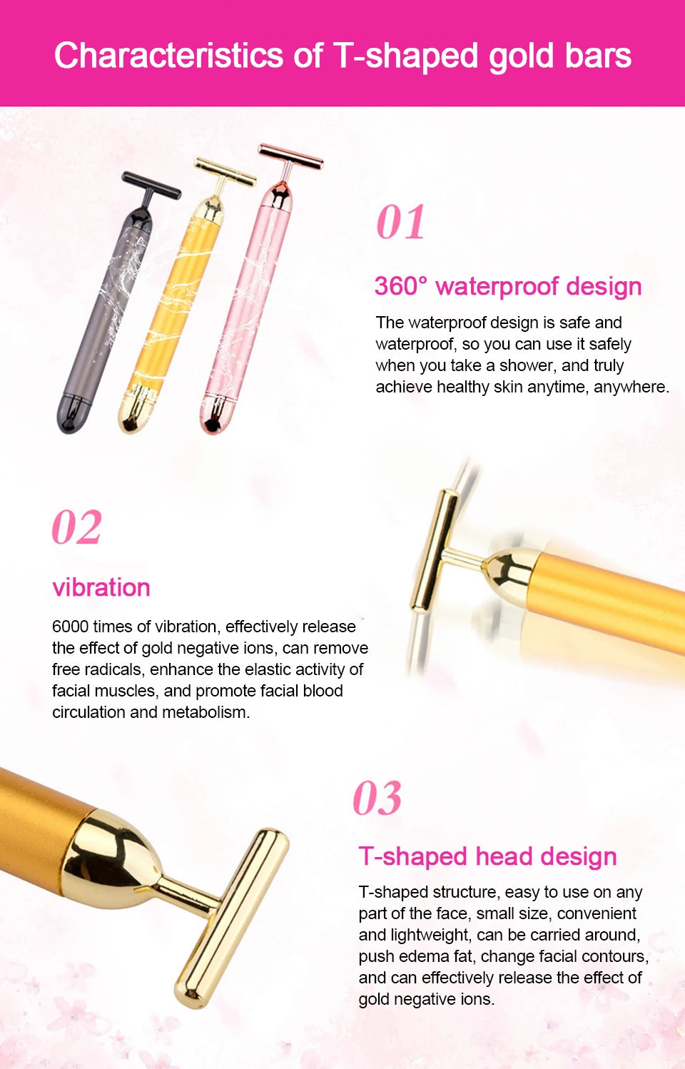 24K Gold Electric Face Roller for Youthful Skin - Smarsty