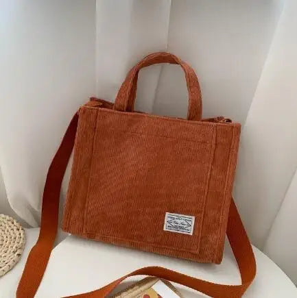 Corduroy Women Handbag Large Capacity Shoulder Bag - Smarsty