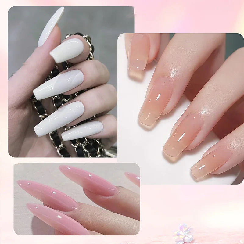 Poly Nail Extension Gel Kit Starter-3 Colors Skin Tone Nude Brown Series Builder Nail Gel All In One Kit With 6W Nail Lamp