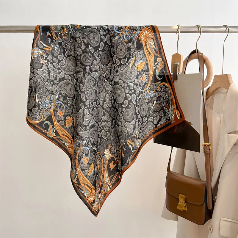 Breathable Cashew Print Silk Scarf for Women - Smarsty