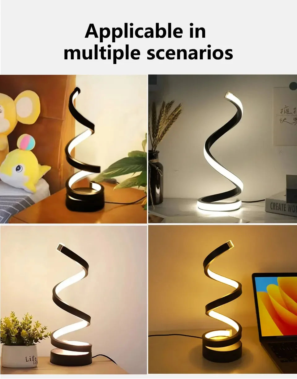 Dimmable LED Spiral Table Lamp for Modern Bedrooms - Smarsty