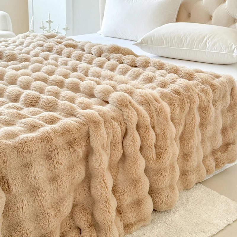 Double-Layer Rabbit Fur Blanket for Comfortable Summer Use - Smarsty