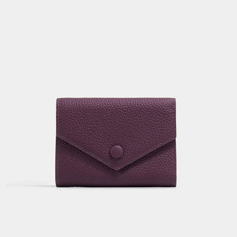New PU Leather Small For Women Wallet Luxury Envelope Card Holder Brand Designer Multipurpose Zip Coin Cowhide Short Purse 2024