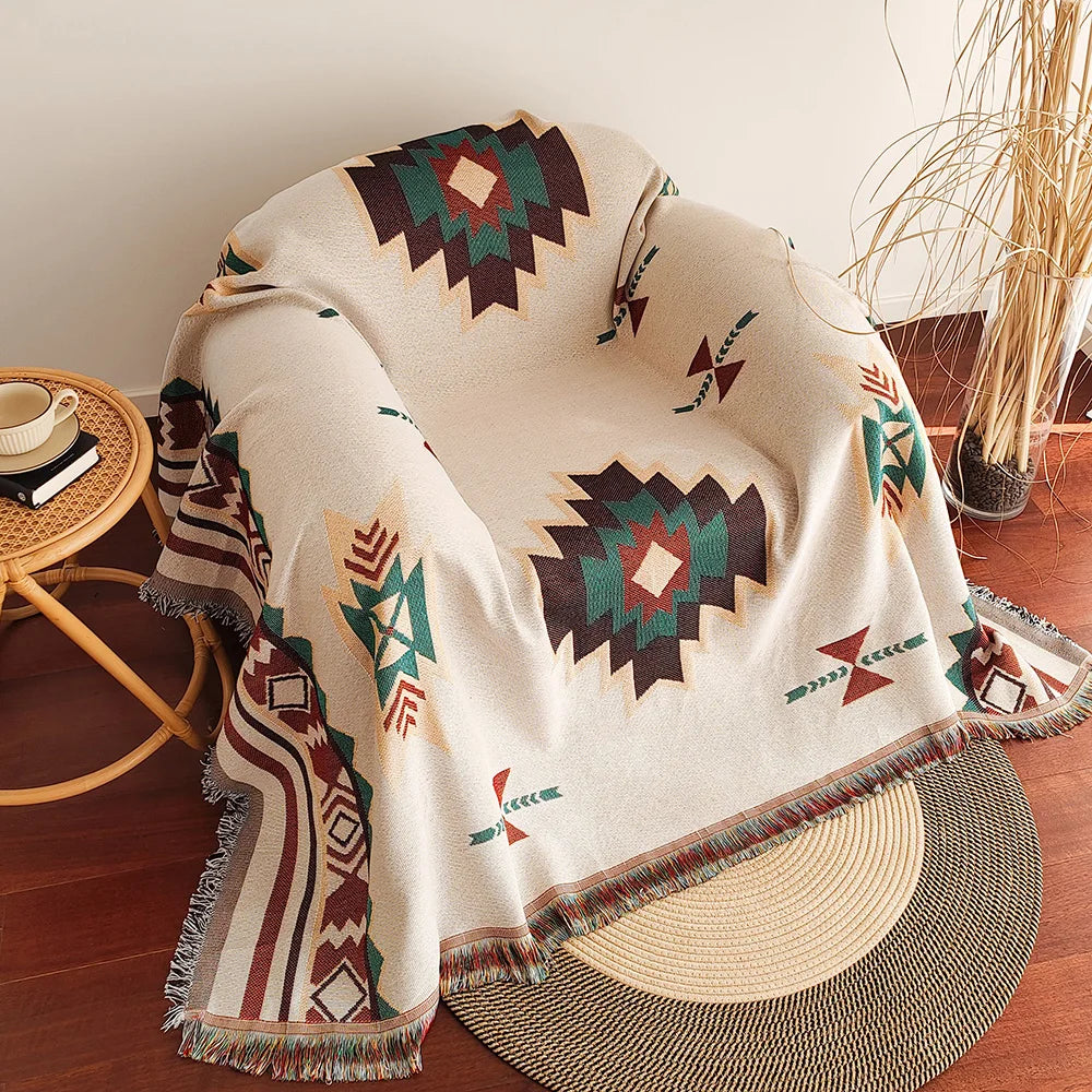 Oversized Boho Aztec Blanket for Cozy Decor - Smarsty