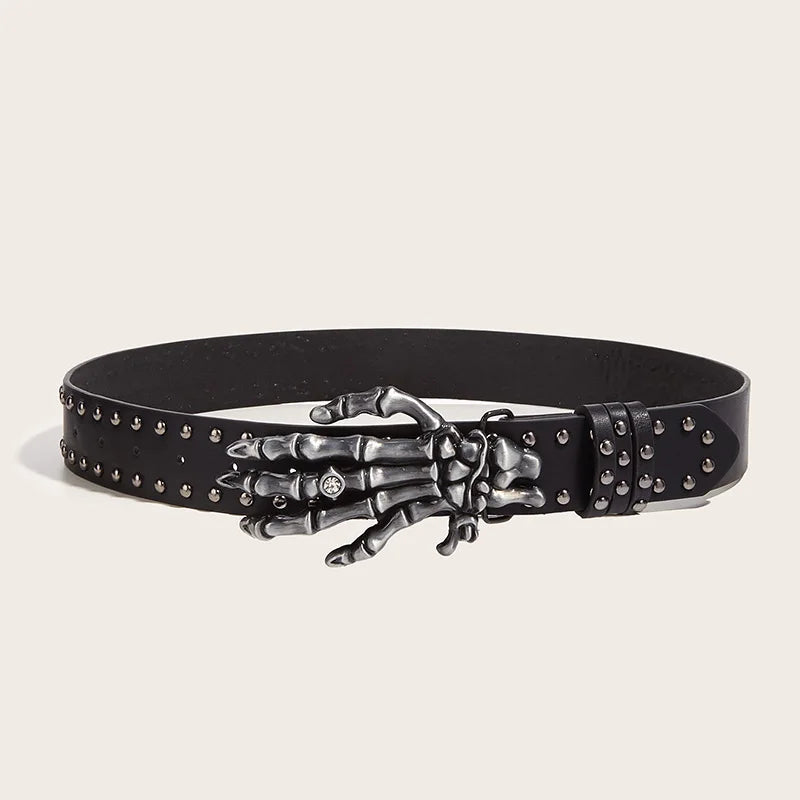 Luxury Punk Goth Rivet Unisex Designer Belt Black - Smarsty