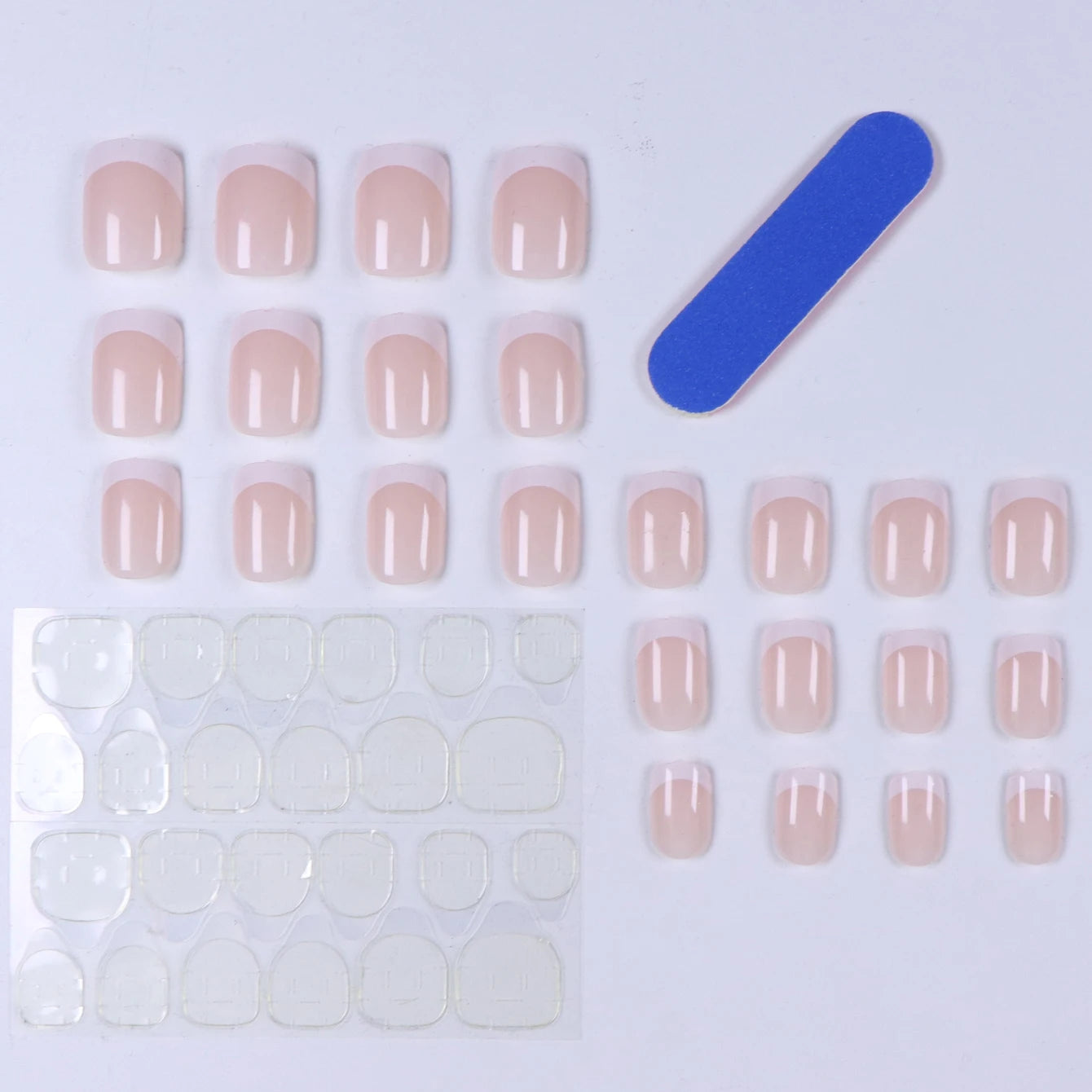 24PCS French White Border Short Square Nails Set - Smarsty