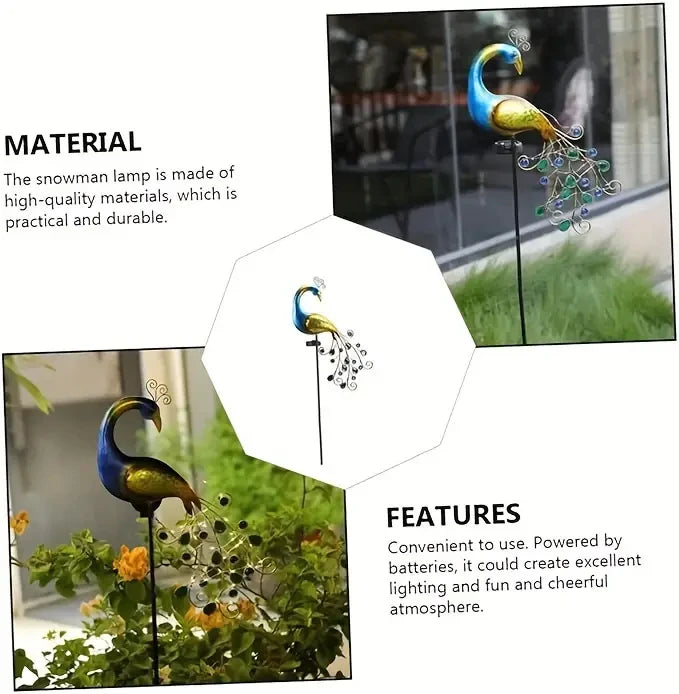 Solar LED Metal Peacock Lawn Decor Sculpture - Smarsty